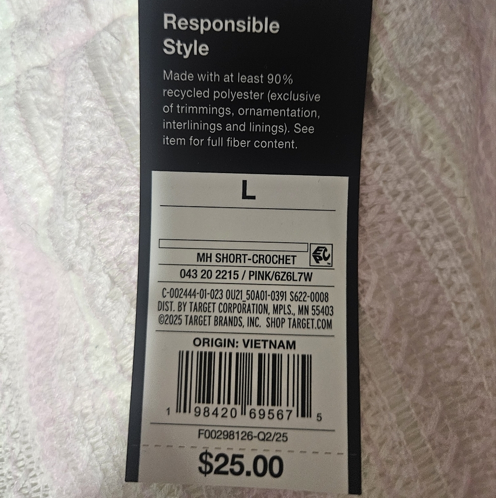 NWT Set Of Pink & White Crochet Resort Button-up Top(XXL) & Shorts(L) - Picture 3 of 16